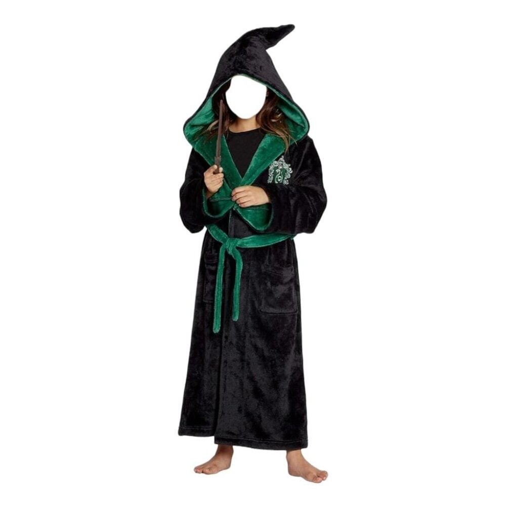 NWT Harry Potter Slytherin Kids Fleece Robe – Color: Black/Green - Size: S